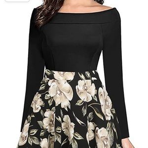 Oxiuly Off Shoulder with Pockets A-line party dress